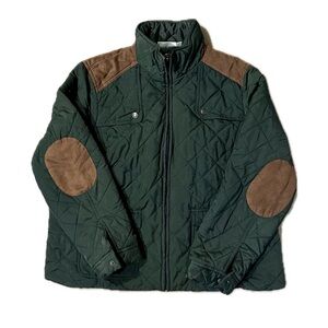 Croft & Barrow Quilted Green Jacket with Brown Accents